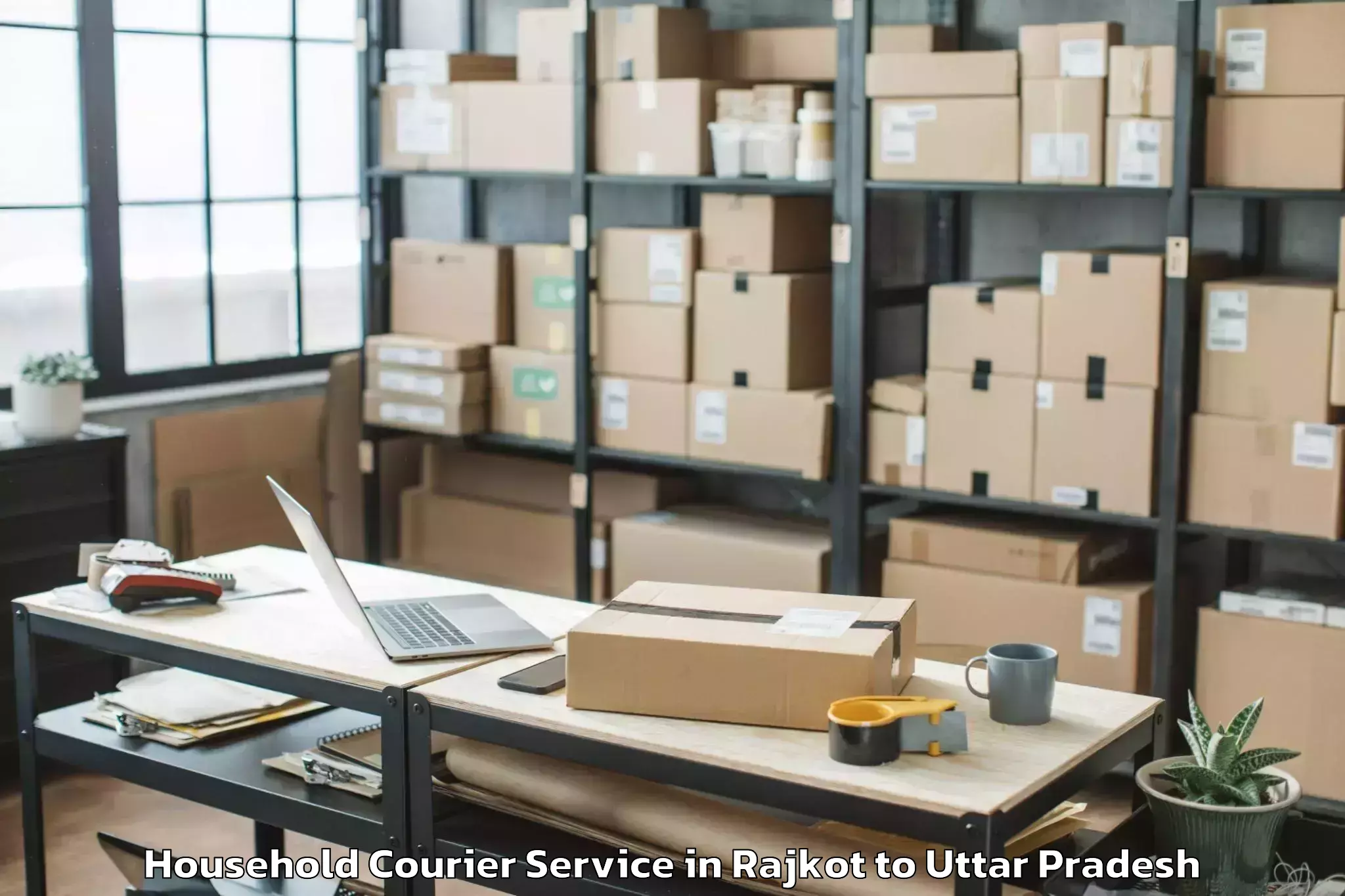 Book Rajkot to Misrikh Household Courier Online